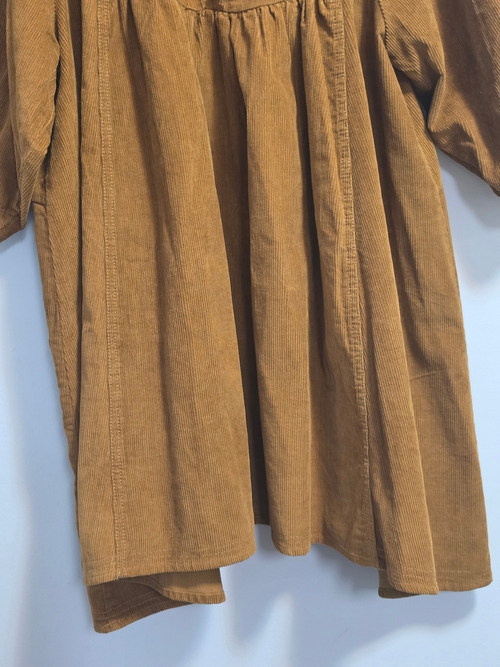 Free People Corduroy Tunic Top in Camel Brown 100% Cotton - Picture 10 of 11